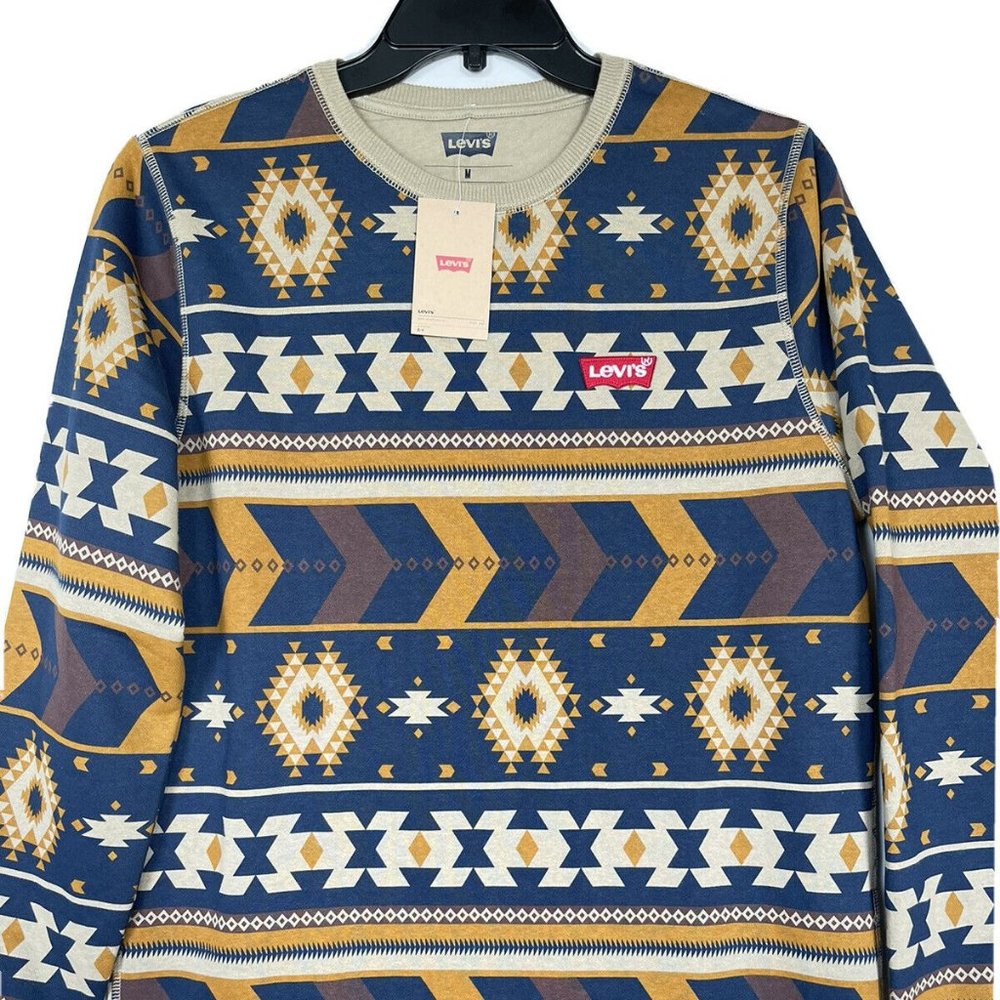 Levi's Men's Aztec Print Fleece Lined Sweatshirt Dress Blue NEW  XXL 2XL
